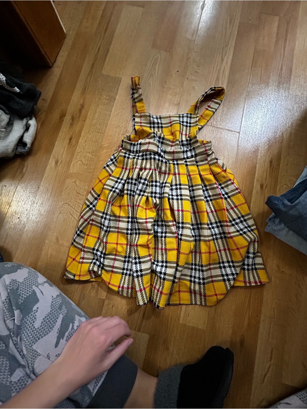 Anthropologie Yellow Plaid Pinafore Dress for Kids